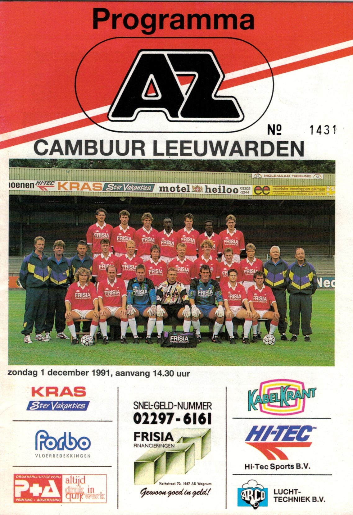 AZ Programma 1-dec-1991 Cambuur thuis